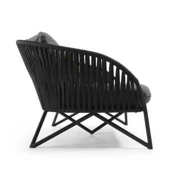 Canapé 3 places Branzie en corde noire 180cm