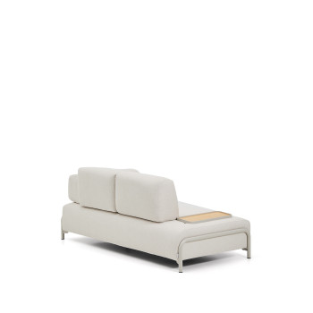 Canapé Compo 2 places en chenille écru, petit plateau avec placage chêne et structure en métal beige 200 cm FSC Mix Credit