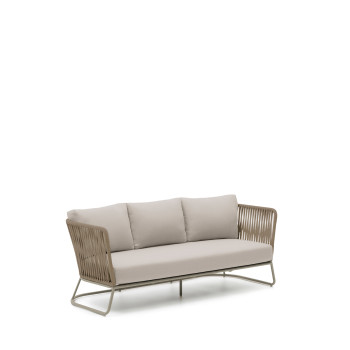 Canapé d'extérieur 3 places Saconca en corde et acier galvanisé beige 189 cm