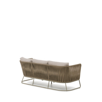 Canapé d'extérieur 3 places Saconca en corde et acier galvanisé beige 189 cm