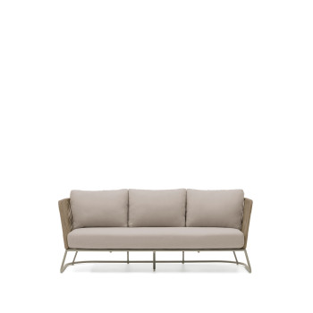 Canapé d'extérieur 3 places Saconca en corde et acier galvanisé beige 189 cm