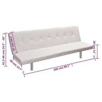 Canapé-lit ajustable avec 2 coussins en similicuir