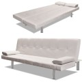 Canapé-lit ajustable avec 2 coussins en similicuir