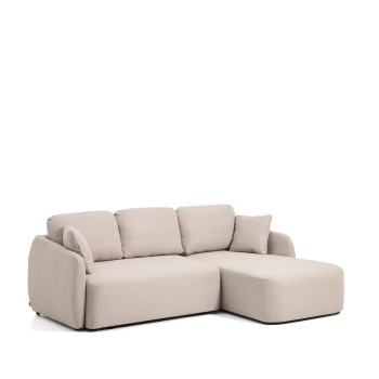 Canapé convertible 3 places Laira en chenille beige avec méridienne droite 246 cm FSC Mix Credit