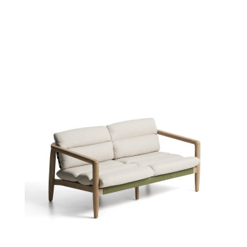 Canapé 2 places Menfi en bois d'acacia massif et corde verte 136 cm FSC 100%