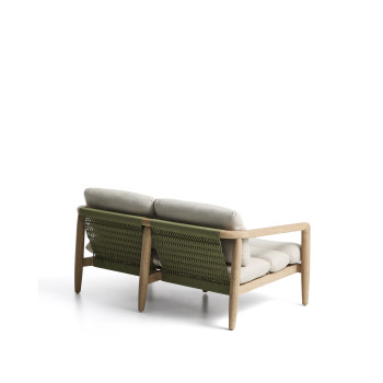 Canapé 2 places Menfi en bois d'acacia massif et corde verte 136 cm FSC 100%