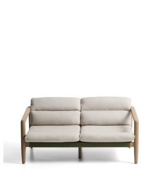 Canapé 2 places Menfi en bois d'acacia massif et corde verte 136 cm FSC 100%