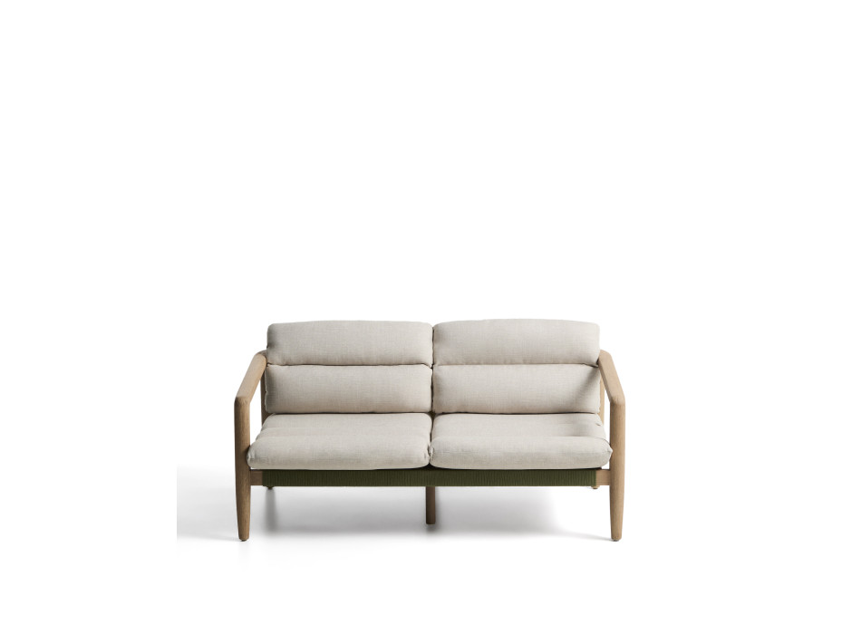 Canapé 2 places Menfi en bois d'acacia massif et corde verte 136 cm FSC 100%