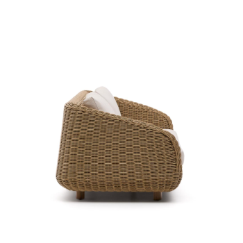 Canapé 3 places Meria en rotin synthétique et pieds en bois d'acacia massif 100% FSC 208 cm