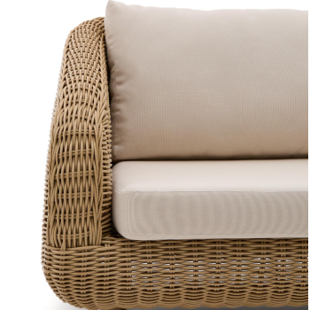 Canapé 3 places Meria en rotin synthétique et pieds en bois d'acacia massif 100% FSC 208 cm