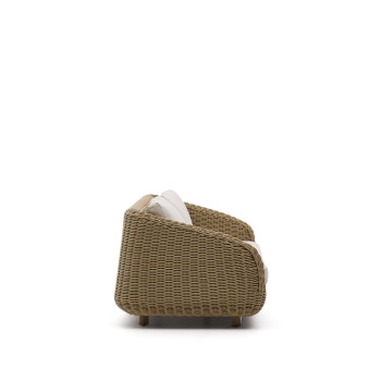 Canapé 3 places Meria en rotin synthétique et pieds en acacia massif 100 % certifié FSC, 208 cm