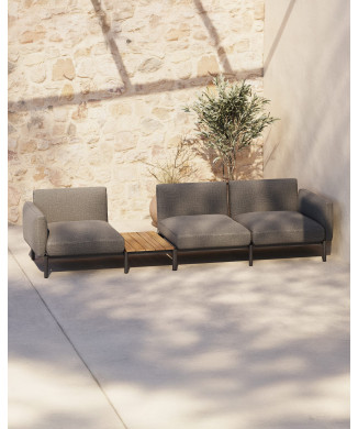 Canapé d'extérieur modulable 3 places Sorells avec rembourrage