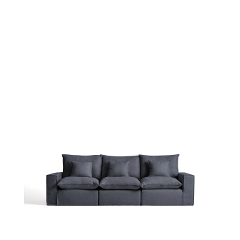 Canapé modulable 3 places Anarela avec housse amovible en lin et viscose