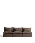 Canapé modulable 5 places Anarela avec housse déhoussable en lin gris tourterelle, 330 cm, certifié FSC Mix.