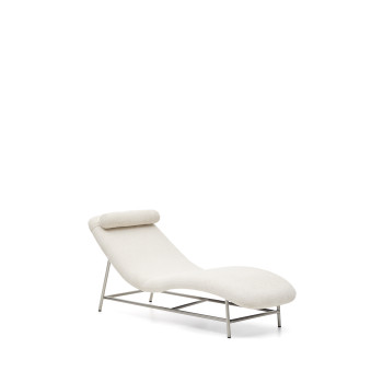 Canapé Osla en chenille beige avec pieds en acier inoxydable brossé 175 cm