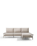 Canapé 3 places Vathi en aluminium avec méridienne à droite, gris tourterelle, 250 x 159 cm