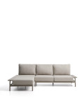 Canapé 3 places Vathi en aluminium avec méridienne à gauche, gris tourterelle, 250 x 159 cm