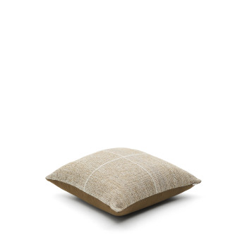 Housse de coussin de sol Nalian 100 % PET beige à carreaux 70 x 70 cm