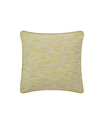 Housse de coussin jacquard Brisella avec bordure verte contrastante, 45 x 45 cm