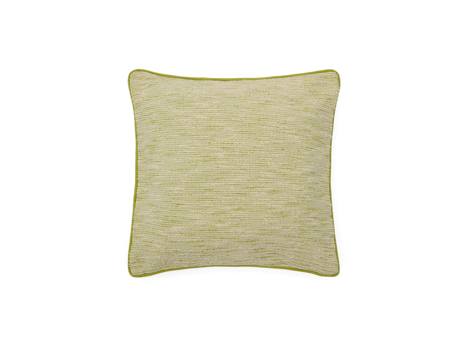 Housse de coussin jacquard Brisella avec bordure verte contrastante, 45 x 45 cm