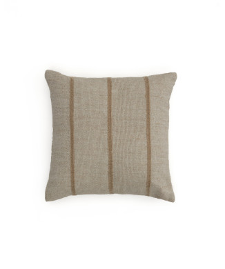 Housse de coussin Disis en lin et coton à rayures tissées beiges 45 x 45 cm