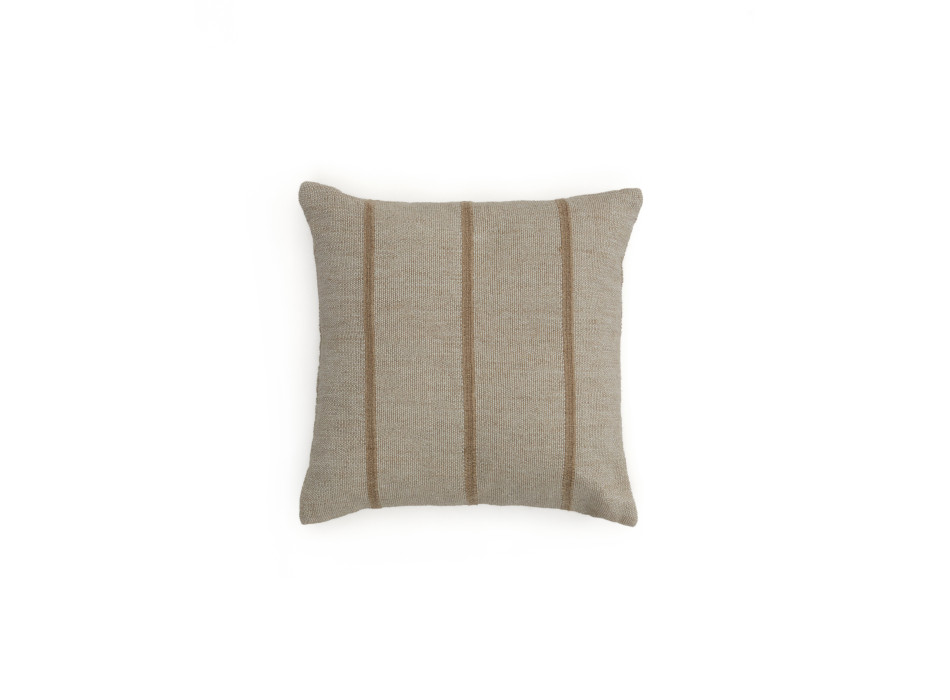 Housse de coussin Disis en lin et coton à rayures tissées beiges 45 x 45 cm