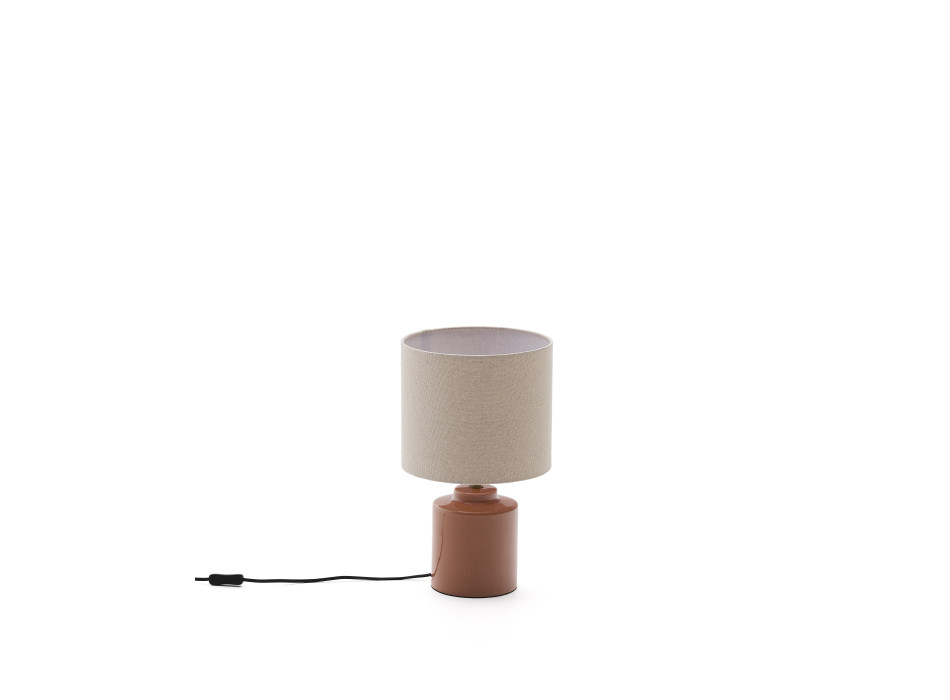 Lampe de table en céramique Daeli avec finition orange et coton beige