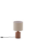Lampe de table en céramique Daeli avec finition orange et coton beige
