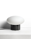 Lampe de table Idela en verre fumé et marbre noir Ø 26 cm