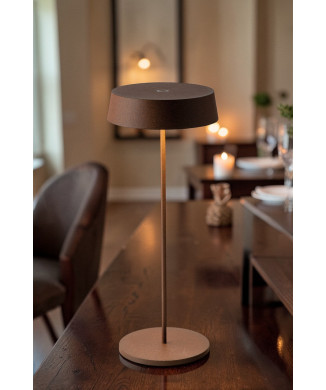 Lampe de table cocktail LED rechargeable, bronze, 2,2 W, 192 lm, 3 000 K, dimmable, IP54, 29,5 x 12 x 12 cm