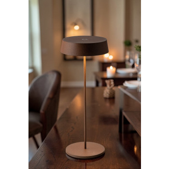 Lampe de table cocktail LED rechargeable, bronze, 2,2 W, 192 lm, 3 000 K, dimmable, IP54, 29,5 x 12 x 12 cm