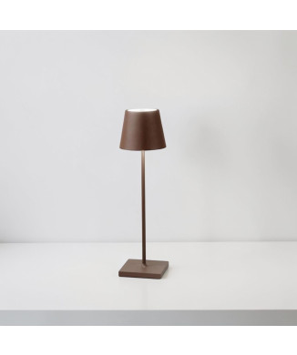 Lampe de table LED rechargeable, couleur bronze, 2,2 W, 190 lm, 3000 K, dimmable, IP54, 7 x 25 cm