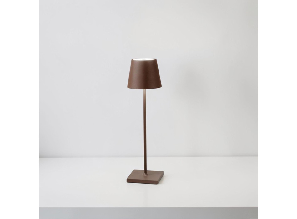 Lampe de table LED rechargeable, couleur bronze, 2,2 W, 190 lm, 3000 K, dimmable, IP54, 7 x 25 cm