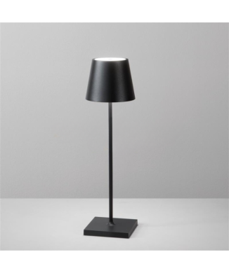 Lampe de table LED rechargeable noire 2,2 W 190 lm 3000 K, intensité variable, IP54, 7 x 25 cm