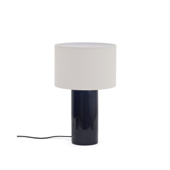 Lampe de table en céramique Toneric avec finition bleue et coton