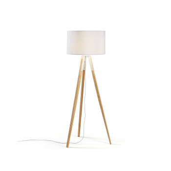 Lampadaire Iguazu, blanc et bois