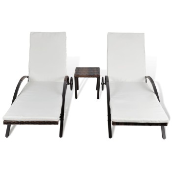 Chaises longues avec table basse en polyrotin