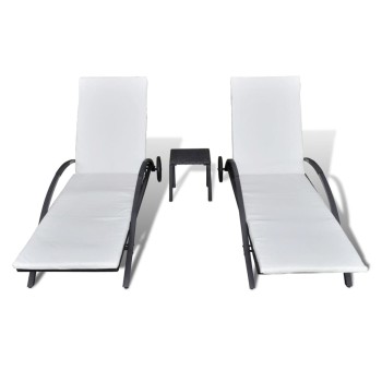 Chaises longues avec table basse en polyrotin