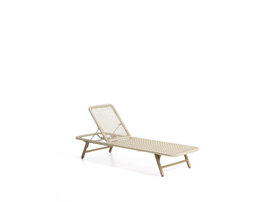 Lit bébé Dandara en acier, corde écrue et pieds en bois d'acacia massif certifié FSC 100%