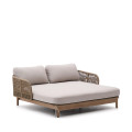 Lit double Catalina en corde beige et bois d'acacia 100% massif FSC