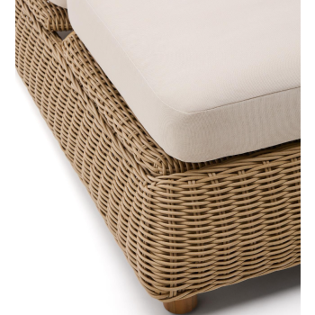 Bain de soleil double Meria en rotin synthétique et pieds en bois d'acacia massif 100% FSC