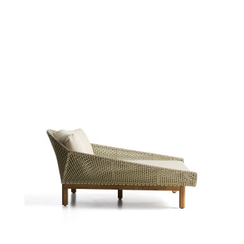 Chaise longue double Olbia en rotin synthétique et bois massif de teck 100 % certifié FSC
