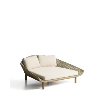 Chaise longue double Olbia en rotin synthétique et bois massif de teck 100 % certifié FSC