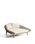 Chaise longue double Olbia en rotin synthétique et bois massif de teck 100 % certifié FSC