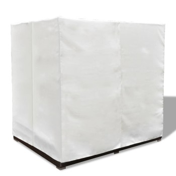 Chaise longue avec rideaux en polyrotin marron