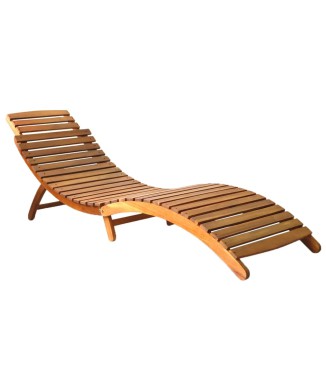 Chaise longue en bois d'acacia marron massif