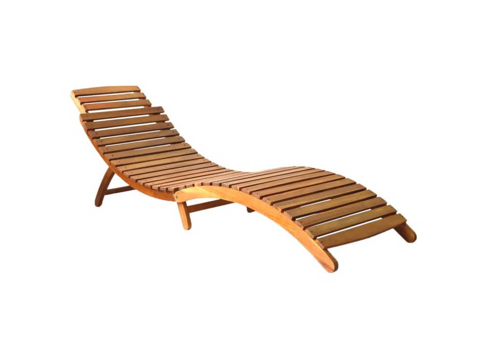 Chaise longue en bois d'acacia marron massif