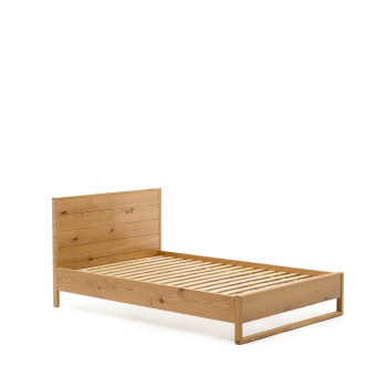 Lit Alguema avec placage en chêne et finition naturelle pour un matelas 90 x 190 cm