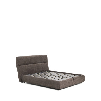 Lit déhoussable Dafra en chenille marron foncé avec compartiment ouvrant pour matelas 160 x 200 cm