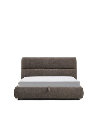 Lit déhoussable Dafra en chenille marron foncé avec compartiment ouvrant pour matelas 160 x 200 cm